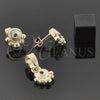 Juego de Arete y Dije de Adulto 5.042.007 Oro Laminado, Diseño de Flor, Pulido, Tres Tonos