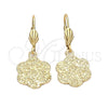Arete Colgante 5.107.010 Oro Laminado, Diseño de Flor, Mate, Tono Dorado