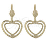 Arete Colgante 5.121.010 Oro Laminado, Diseño de Corazón, Diamantado, Tono Dorado