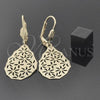 Arete Colgante 5.088.005 Oro Laminado, Diseño de Gota y Flor, Diamantado, Tono Dorado