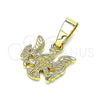 Dije Elegante 5.182.035 Oro Laminado, Diseño de Angel, Diamantado, Tono Dorado