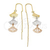 Arete Violador 5.095.002 Oro Laminado, Diseño de Concha, Diamantado, Tres Tonos