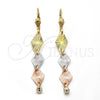 Arete Largo 5.083.002 Oro Laminado, con Blanca Zirconia Cubica, Diamantado, Tres Tonos