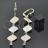 Arete Largo 5.104.016 Oro Laminado, con Blanca Zirconia Cubica, Diamantado, Tres Tonos