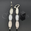 Arete Largo 5.070.009 Oro Laminado, con Blanca Zirconia Cubica, Diamantado, Tres Tonos