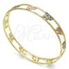 Aro Individual 5.261.004.06 Chapa de Oro, Diseño de Elefante, Diamantado, Tres Tonos (09 MM Thickness, Size 6 (2.75 Diameter))
