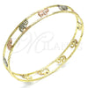 Aro Individual 5.261.004.06 Chapa de Oro, Diseño de Elefante, Diamantado, Tres Tonos (09 MM Thickness, Size 6 (2.75 Diameter))