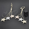 Arete Largo 5.099.002 Oro Laminado, Diseño de Estrella, Pulido, Tres Tonos