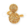 Anillo Multi Piedra 5.166.004.07 Oro Laminado, Diseño de Bola, con Blanca Cristal, Pulido, Tono Dorado (Size 7)