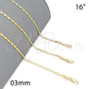 Gargantilla Basica 5.223.020.16 Oro Laminado, Diseño de Mariner, Pulido, Tono Dorado (0.50 Gauge, 16 Inches Length)