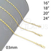 Gargantilla Basica 5.223.020.16 Oro Laminado, Diseño de Mariner, Pulido, Tono Dorado (0.50 Gauge, 16 Inches Length)