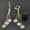 Arete Largo 5.094.003 Oro Laminado, Diseño de Corazón, Mate, Tres Tonos