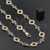 Collar y Pulsera 06.63.0016 Oro Laminado, Diseño de Ojo Griego, con Multicolor Opal, Pulido, Tono Dorado