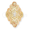 Anillo Elegante 5.173.002.07 Oro Laminado, Diseño de File, Diamantado, Tres Tonos (Size 7)