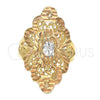 Anillo Elegante 5.173.002.07 Oro Laminado, Diseño de File, Diamantado, Tres Tonos (Size 7)