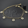 Tobillera de Dije 5.016.006.10 Oro Laminado, Diseño de Cascavel, Diamantado, Tono Dorado (10 Inches Length)