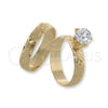Anillo Elegante 01.91.0045.05 Oro Laminado, Diseño de Doble, con Blanca Zirconia Cubica, Pulido, Tono Dorado (Size 5)