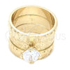 Anillo de Boda 01.91.0049.05 Oro Laminado, con Blanca Zirconia Cubica, Diamantado, Tono Dorado (Size 5)