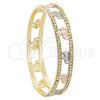 Aro Individual 03.53.0003.05 Chapa de Oro, Diseño de Elefante, con Blanca Zirconia Cubica, Pulido, Tres Tonos (12 MM Thickness, Size 5 (2.50 Diameter))