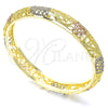 Aro Individual 03.53.0006.05 Chapa de Oro, Diseño de Corazón, Diamantado, Tres Tonos (13 MM Thickness, Size 5 (2.50 Diameter))