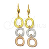 Arete Largo 5.104.007 Oro Laminado, Diamantado, Tres Tonos
