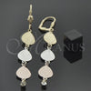 Arete Largo 5.074.001 Oro Laminado, Diseño de Gota, con Blanca Zirconia Cubica, Diamantado, Tres Tonos