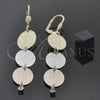 Arete Largo 5.087.011 Oro Laminado, con Blanca Zirconia Cubica, Diamantado, Tres Tonos