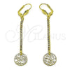 Arete Largo 5.068.004 Oro Laminado, con Blanca Cristal, Diamantado, Tono Dorado