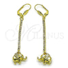 Arete Largo 5.068.010 Oro Laminado, Diseño de Elefante, con Blanca Cristal, Pulido, Tono Dorado