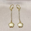 Arete Largo 5.101.003 Oro Laminado, Diseño de Flor, con Blanca Cristal, Mate, Tono Dorado