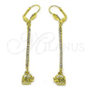 Arete Largo 5.108.001 Oro Laminado, Diseño de Elefante, con Blanca Cristal, Pulido, Tono Dorado