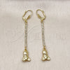 Arete Largo 5.110.002 Oro Laminado, Diseño de Osito, con Blanca Cristal, Pulido, Tono Dorado