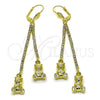 Arete Largo 5.101.006 Oro Laminado, Diseño de Osito, con Blanca Cristal, Pulido, Tono Dorado