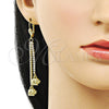 Arete Largo 5.105.002 Oro Laminado, Diseño de Elefante, con Blanca Cristal, Pulido, Tono Dorado