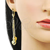 Arete Largo 5.107.004 Oro Laminado, Diseño de Corazón, con Blanca Cristal, Pulido, Tono Dorado