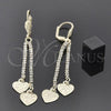 Arete Largo 5.107.006 Oro Laminado, Diseño de Corazón, con Blanca Cristal, Pulido, Tono Dorado