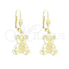 Arete Colgante 5.123.024 Oro Laminado, Diseño de Osito, Pulido, Tono Dorado