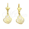 Arete Colgante 5.084.016 Oro Laminado, Diseño de Corazón, Diamantado, Tono Dorado