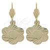 Arete Colgante 5.098.015 Oro Laminado, Diseño de Flor, Diamantado, Tono Dorado