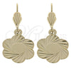 Arete Colgante 5.098.015 Oro Laminado, Diseño de Flor, Diamantado, Tono Dorado