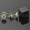 Arete Dormilona 02.64.0202 *PROMO* Oro Laminado, Diseño de Corazón, Esmaltado Turquesa, Tono Dorado