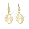 Arete Colgante 5.121.017 Oro Laminado, Diseño de Oja, Diamantado, Tono Dorado