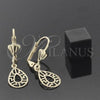 Arete Colgante 5.082.007 Oro Laminado, Diseño de Gota, Pulido, Tono Dorado