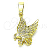 Dije Elegante 5.182.010 Oro Laminado, Diseño de Águila, Diamantado, Tono Dorado