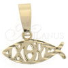 Dije Elegante 5.183.052 Oro Laminado, Diseño de Pescado, Diamantado, Tono Dorado