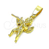 Dije Religioso 5.183.001 Oro Laminado, Diseño de Angel, Diamantado, Tono Dorado