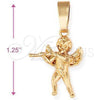Dije Religioso 5.183.001 Oro Laminado, Diseño de Angel, Diamantado, Tono Dorado