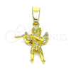 Dije Religioso 5.183.001 Oro Laminado, Diseño de Angel, Diamantado, Tono Dorado