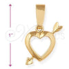 Dije Elegante 5.181.043 Oro Laminado, Diseño de Corazón, Pulido, Tono Dorado