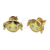 Arete Dormilona 02.64.0206 *PROMO* Oro Laminado, Diseño de Niñita Pequeña, con Blanca Cristal, Esmaltado Amarillo, Tono Dorado